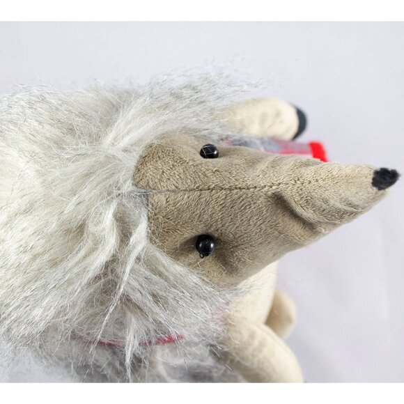 Plush Hedgehog with Plaid Scarf 11" Stuffed Animal Doorstop - Picture 6 of 10